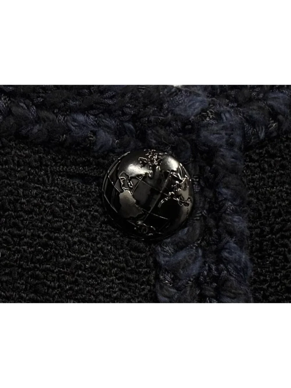 Chanel Tweed Jacket Sailor Color CC Logo Black White 36